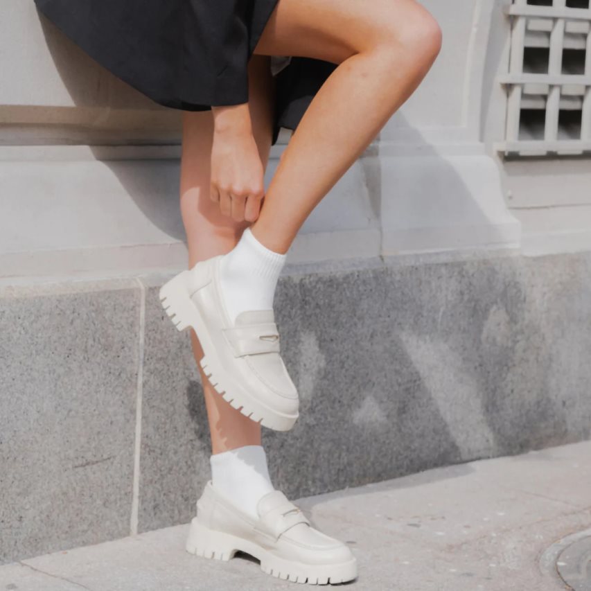 Loafers Steve Madden Lawrence Cuero Mujer Blancas | ES OP8E21